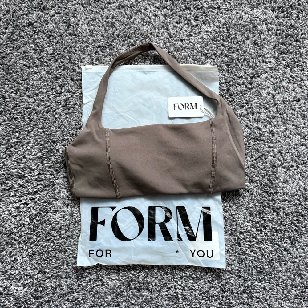 FORM Taupe Halter Sports Bra